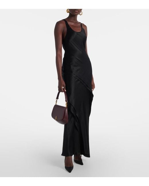 Saint Laurent Black Silk Satin Slip Dress