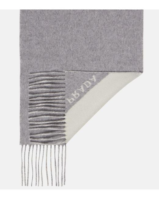 Prada Gray Logo Cashmere Scarf