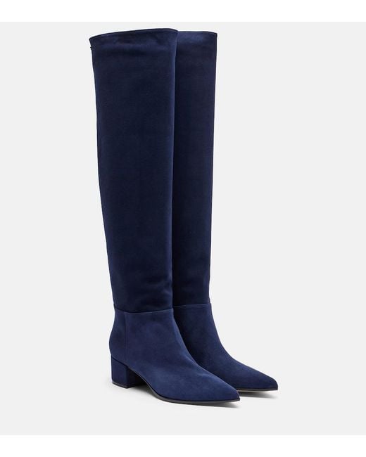 Gianvito Rossi Blue Suede Knee-High Boots