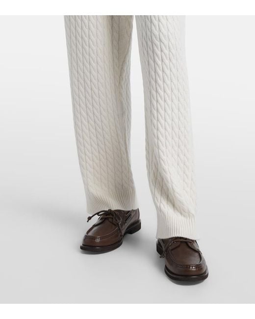 Brunello Cucinelli White Weite Hose Aus Kaschmir