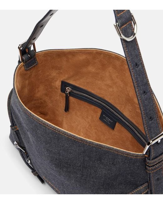 Givenchy Black Voyou Medium Denim Shoulder Bag