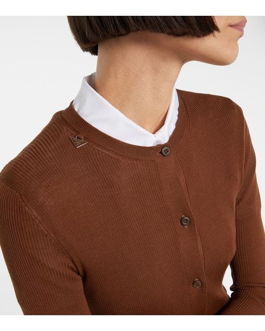 Prada Brown Virgin Wool Cardigan