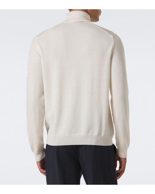 Slowear White Virgin Wool Turtleneck Sweater for men