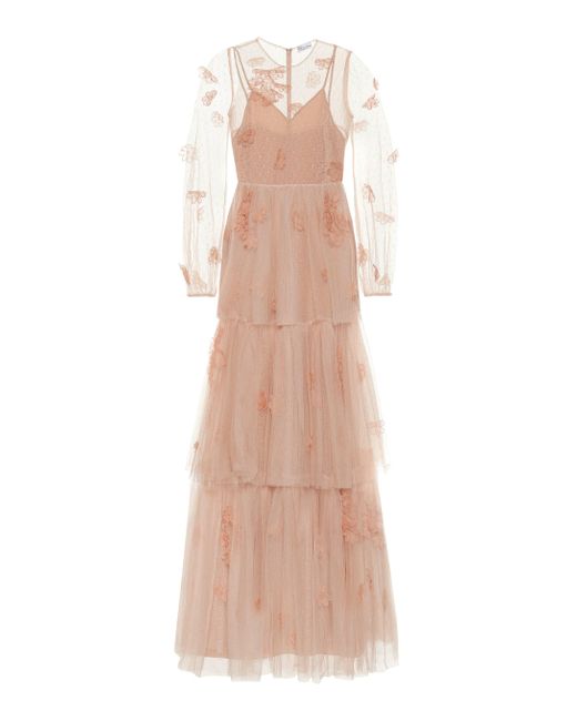 RED Valentino Pink Embroidered Tulle Gown