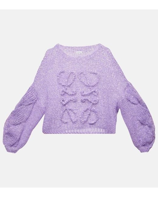 Pullover Anagram in misto mohair di Loewe in Purple
