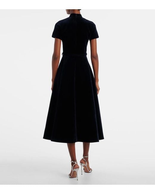 Emilia Wickstead Black Camilla Cotton Velvet Midi Dress