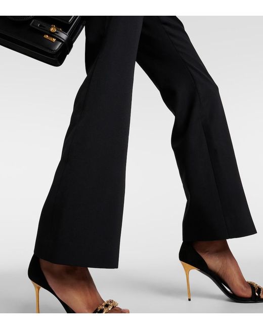 Balmain Black Virgin Wool Flared Pants