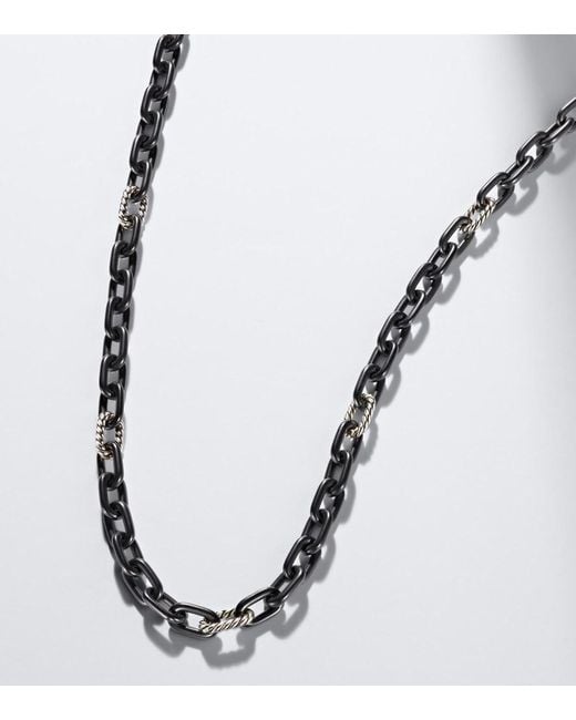 David Yurman Blue Dy Madison Titanium And Sterling Chain Necklace for men