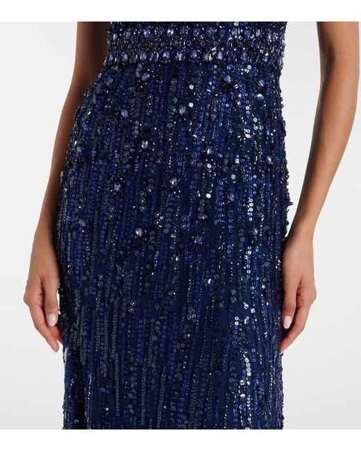 Jenny Packham Blue Roxy Sequined Gown