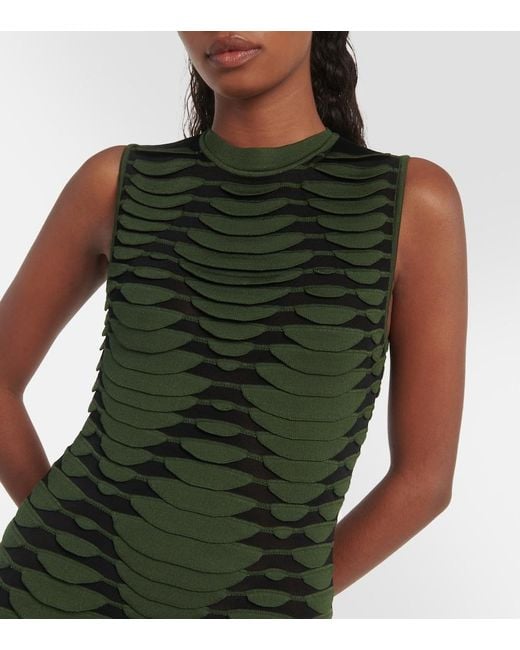 Alaïa Green Snake-Effect Knit Minidress