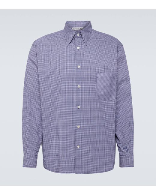 Acne Blue Checked Cotton Shirt for men