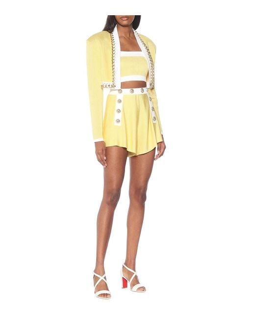 Balmain Yellow Knit Crop Top