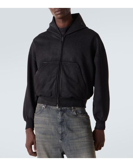 Balenciaga Black Cotton Jersey Zip-Up Hoodie for men