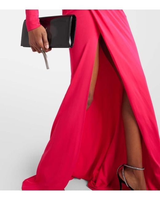 Abito Lungo Con Ruches di Elie Saab in Red
