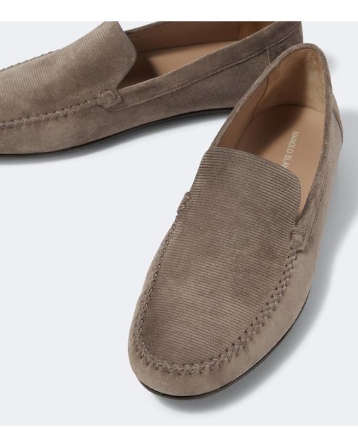 Manolo Blahnik Gray Alder Suede Loafers for men