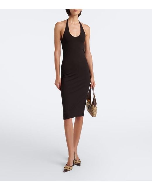 Gucci Black Horsebit Crepe Jersey Midi Dress