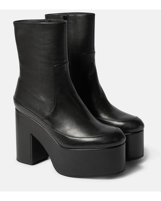 Dries Van Noten Black Leather Platform Ankle Boots