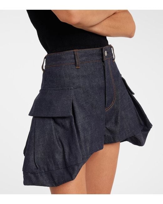 Sacai Blue High-Rise Denim Shorts