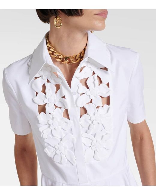 Vestido midi de popelin de algodon bordado Valentino de color White