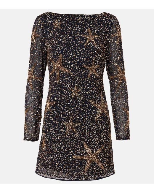 Rixo Black Ilse Sequined Minidress