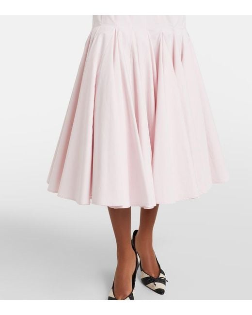 Jacquemus Pink Agave Pleated Cotton Poplin Midi Dress