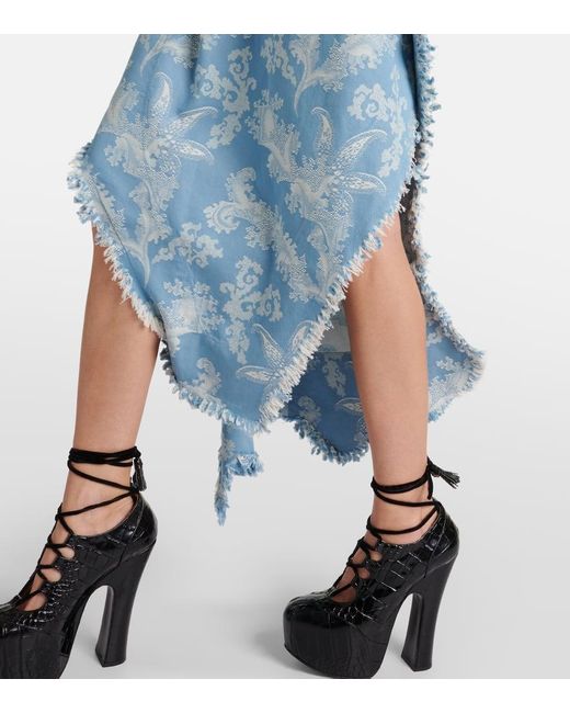 Vivienne Westwood Blue Metro Jacquard Cotton Midi Skirt