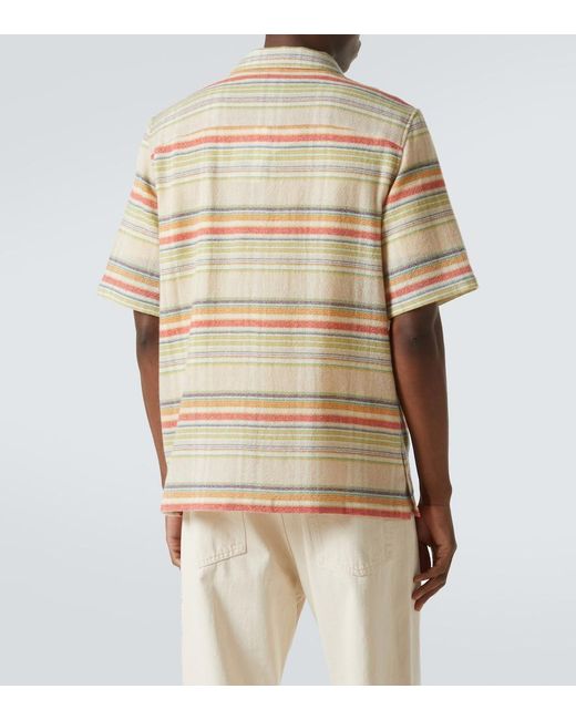 God's True Cashmere Natural Seaside Gauze Striped Cashmere Shirt for men