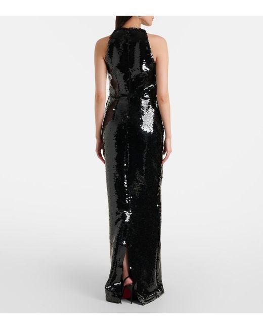 Safiyaa Black Santina Sequined Gown