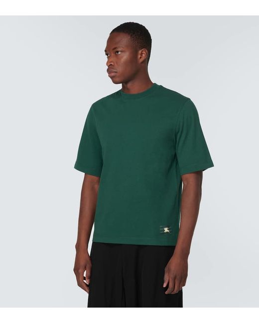 T-shirt in jersey di cotone di Burberry in Green da Uomo