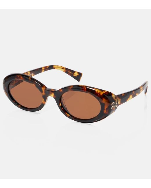 Miu Miu Brown Reverie Oval Sunglasses