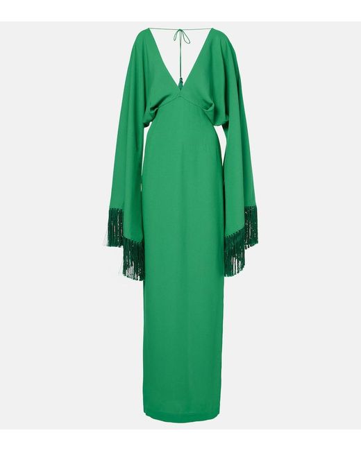‎Taller Marmo Green Magnifique Fringed Gown