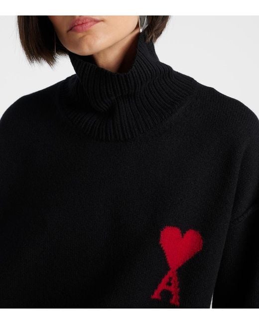 AMI Blue Ami De Cour Virgin Wool Turtleneck Sweater