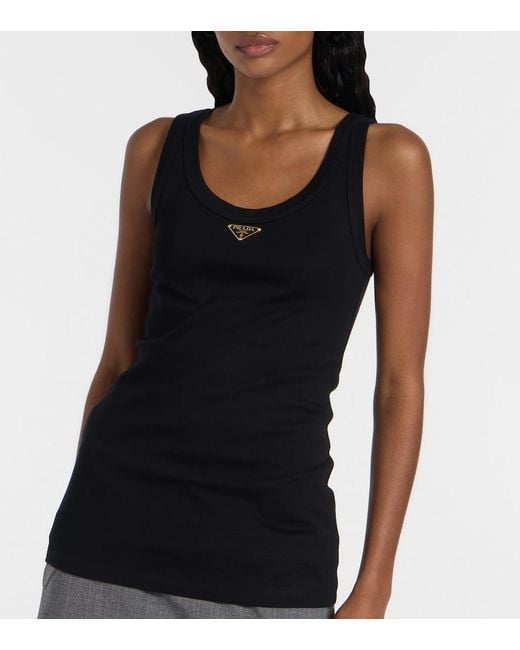 Prada Black Triangle Tank Top
