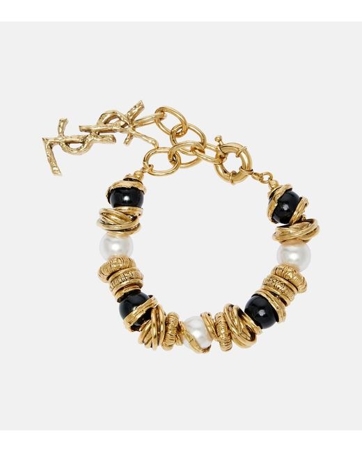 Saint Laurent Metallic Loulou Embellished Bracelet