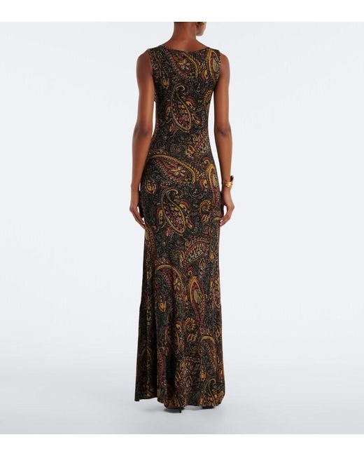 Etro Multicolor Printed Ribbed-Knit Maxi Dress
