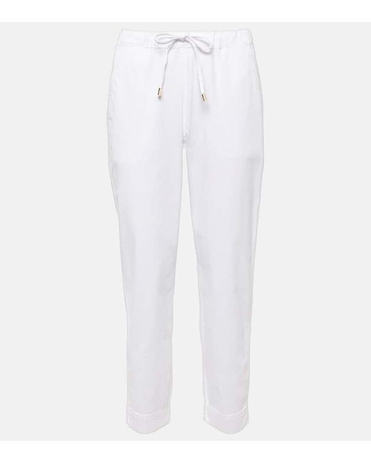 Leisure - Pantaloni slim Terreno in misto cotone di Max Mara in White