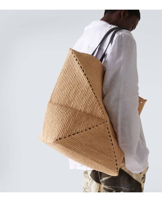 Loewe Metallic Paula's Ibiza Puzzle Fold Large Raffia Tote Bag for men