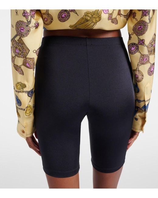 Versace Blue Logo Embroidered Biker Shorts