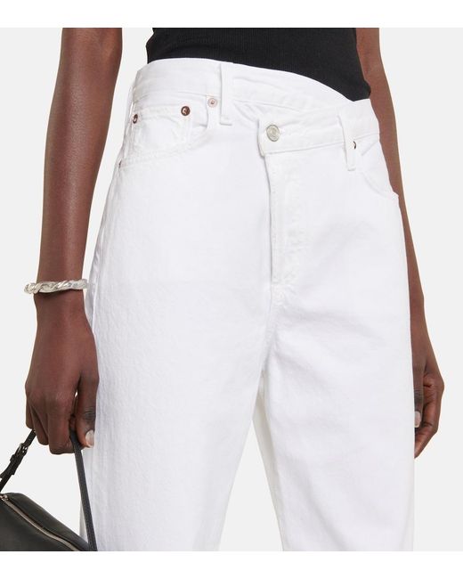 Agolde White Criss Cross High-rise Straight Jeans