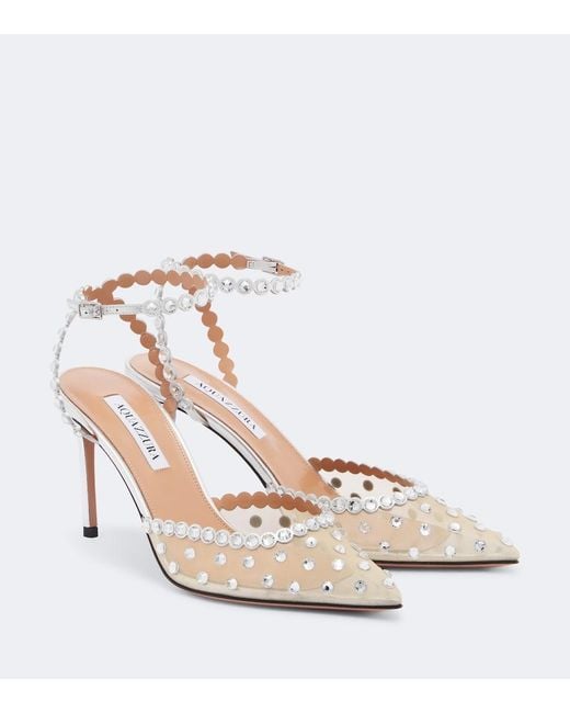 Aquazzura Metallic Tequila Embellished Mesh Pumps