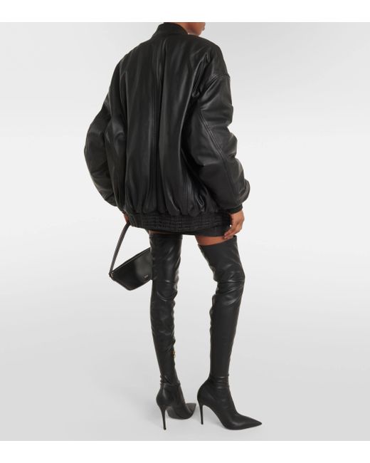 Wardrobe NYC Black Leather Bomber Jacket