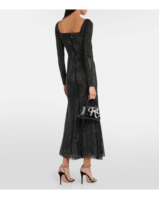 Self-Portrait Crystal-embellished Mesh Maxi Dress in Black | Lyst