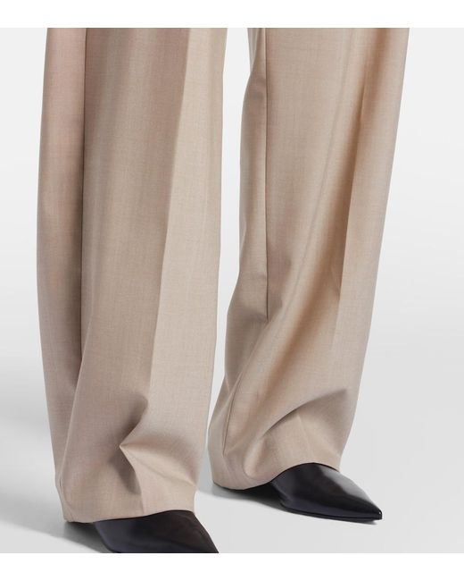 Sportmax Natural Salvo Virgin Wool Wide-Leg Pants