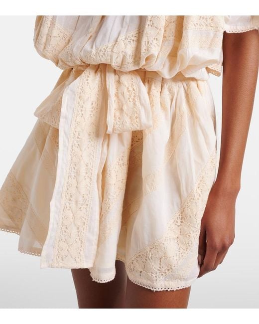 Juliet Dunn Natural Embroidered Cotton Shirt Dress