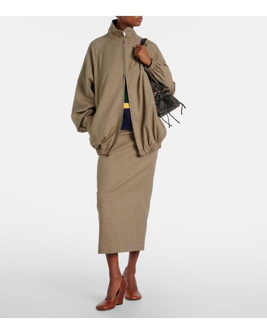 Frankie Shop Natural Alrose Houndstooth Midi Skirt