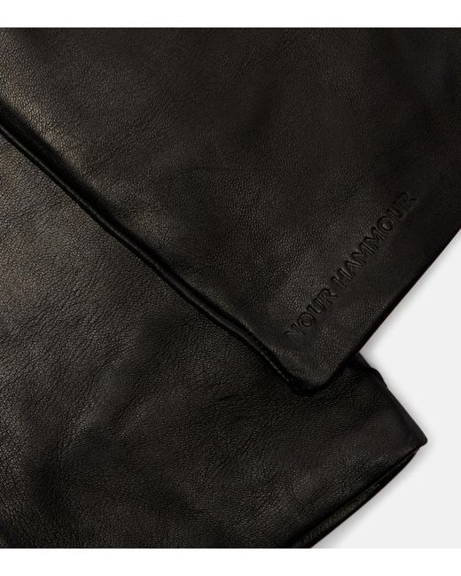 Nour Hammour Black Leather Gloves