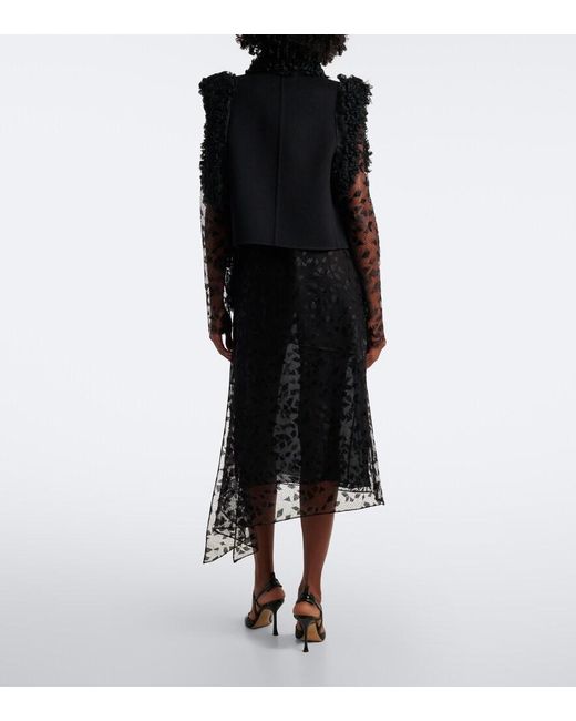 Fendi Black Asymmetric Lace Midi Dress