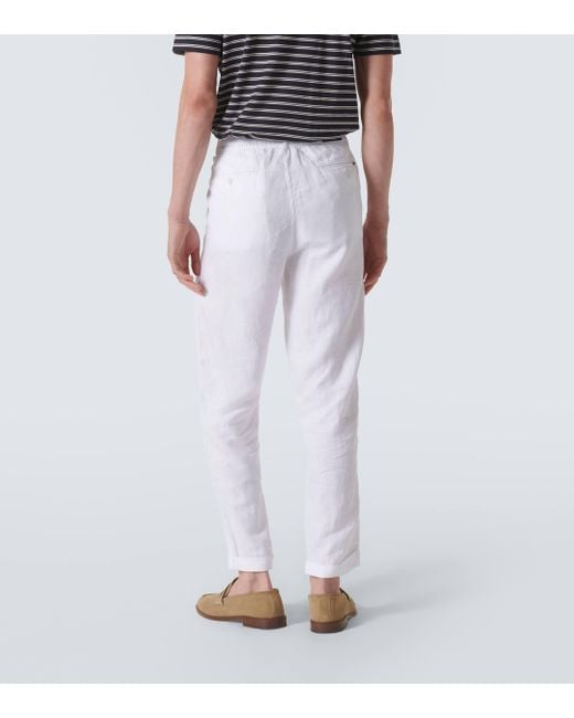 Polo Ralph Lauren White Linen Straight Pants for men