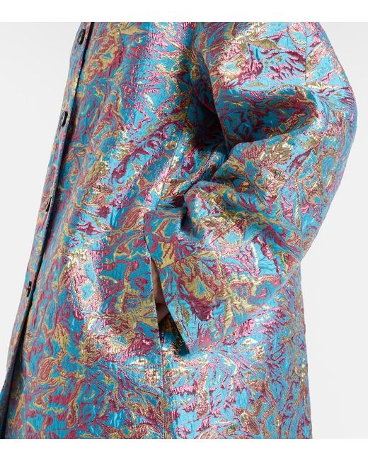 Dries Van Noten Blue Brocade Coat
