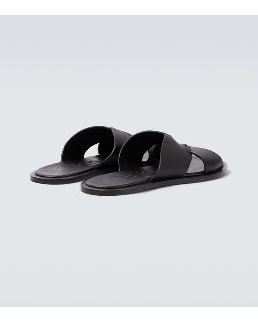 Loewe Black Paula's Ibiza Flex Leather Sandals for men